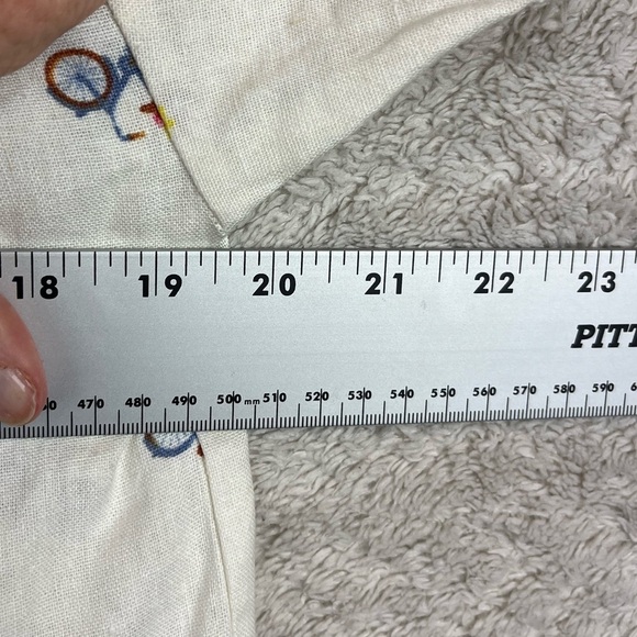 RAE DUNN Bicycle Flowers in Basket Linen Button Up Shirt Medium Novelty Print - Picture 11 of 16